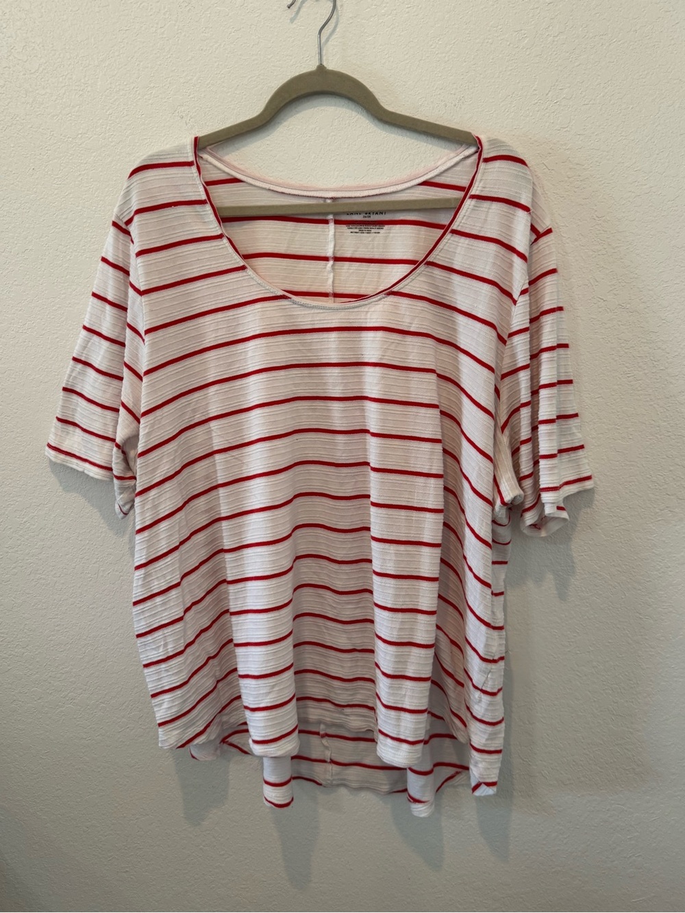 Lane Bryant Striped Short Sleeve Top in White & Red Size 26/28 Like New